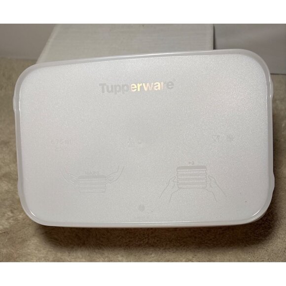 Tupperware Freezer Mate Stackables 3 Sheer Bottom Containers Peach Seal Lid - Picture 5 of 8